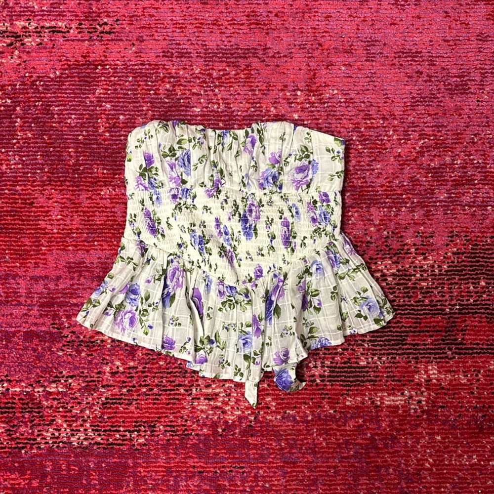 Floral strapless top